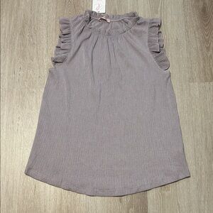 Ces Femme Purple Alexis Sleeveless Ruffle Neck Top sz Medium